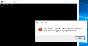 No supported authentication methods available