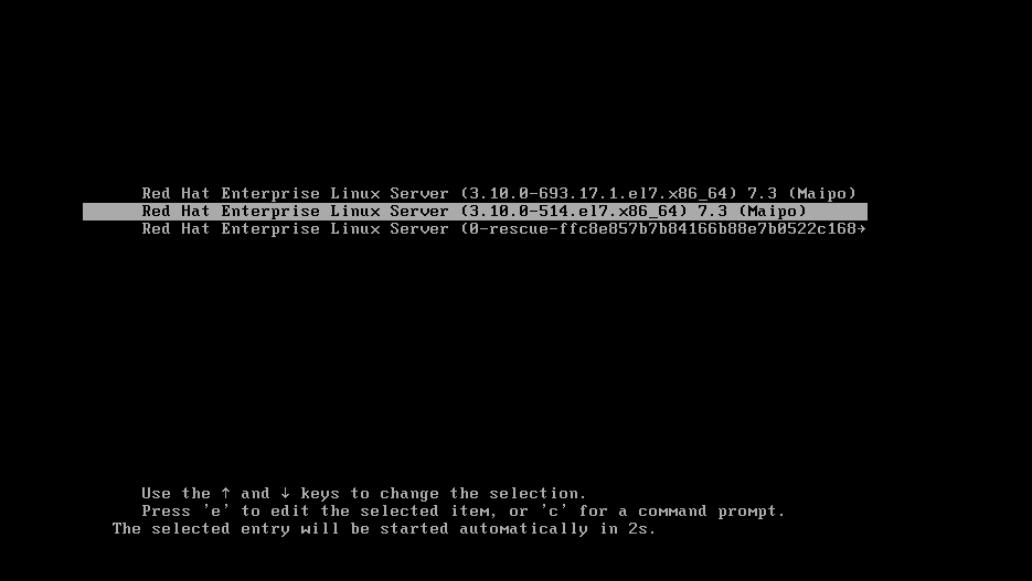 How to boot with old kernel in RHEL7